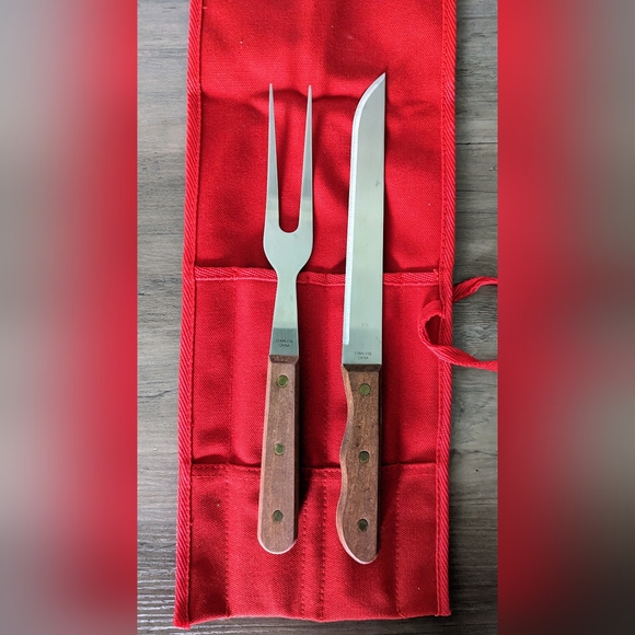 Vintage Unlimited Marlboro Promotional Grilling Utensils Knife and Fork Red Tote - Picture 4 of 7